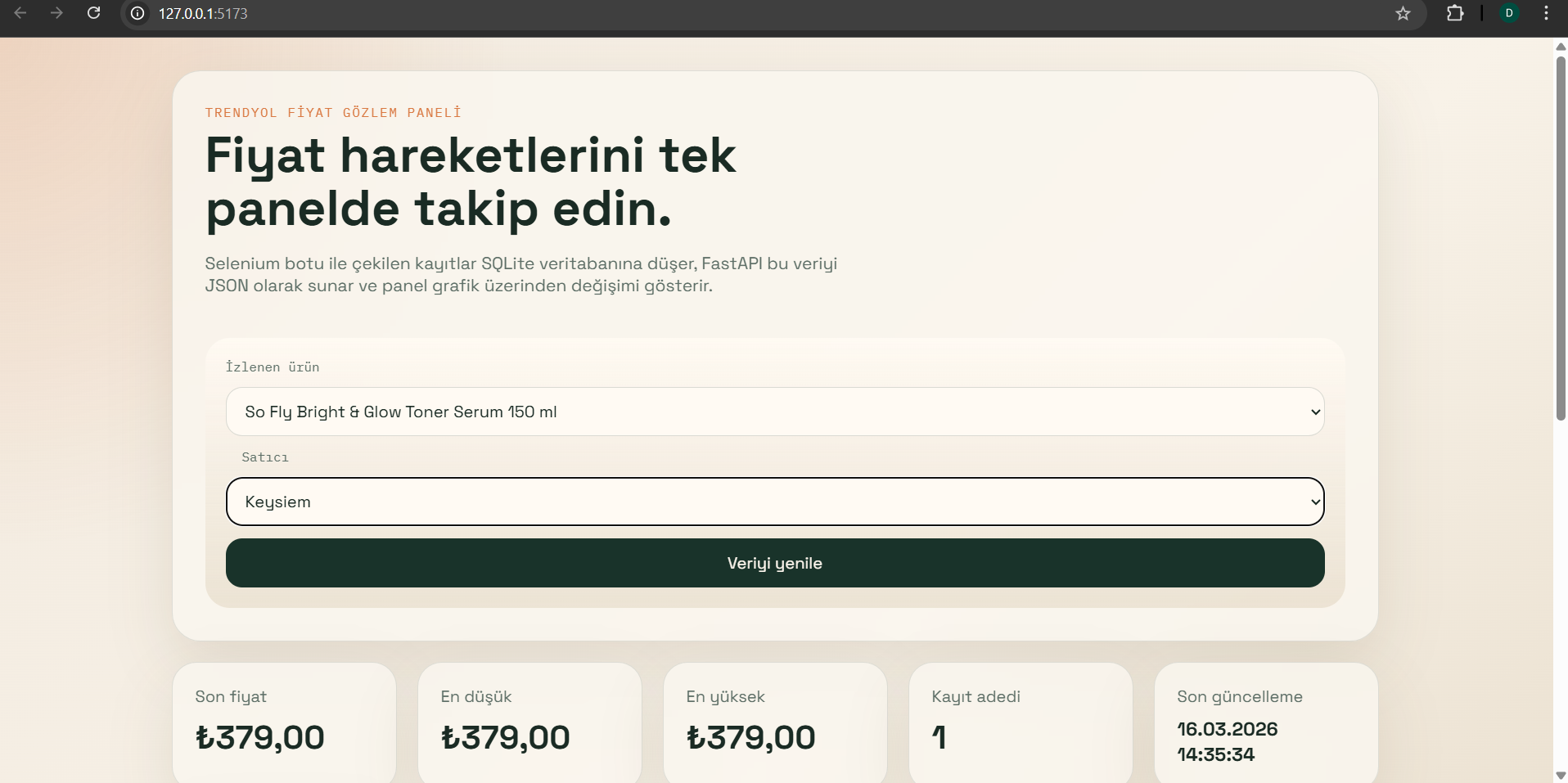 Fiyat Takip Sistemi 3